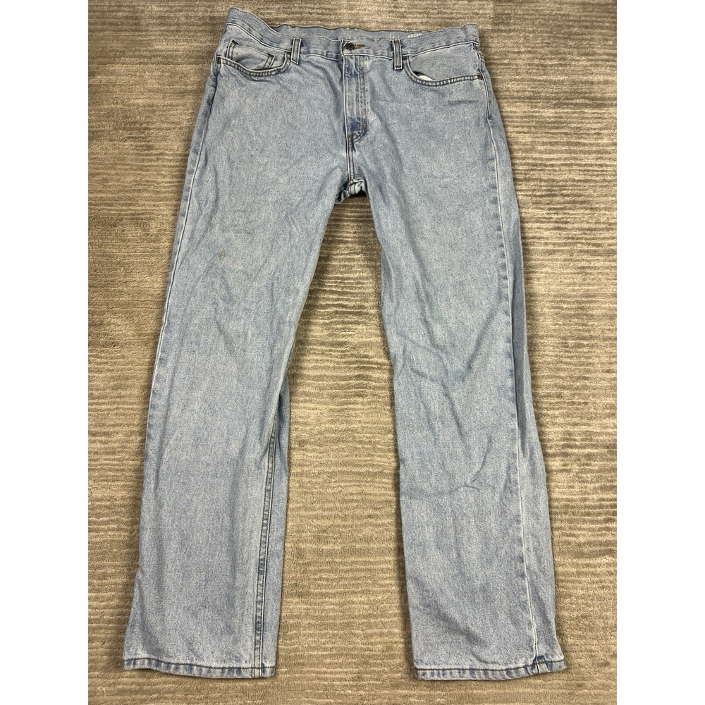 George Jeans Mens 36x32 Blue Light‎ Wash Denim Regular Straight 100% Cotton